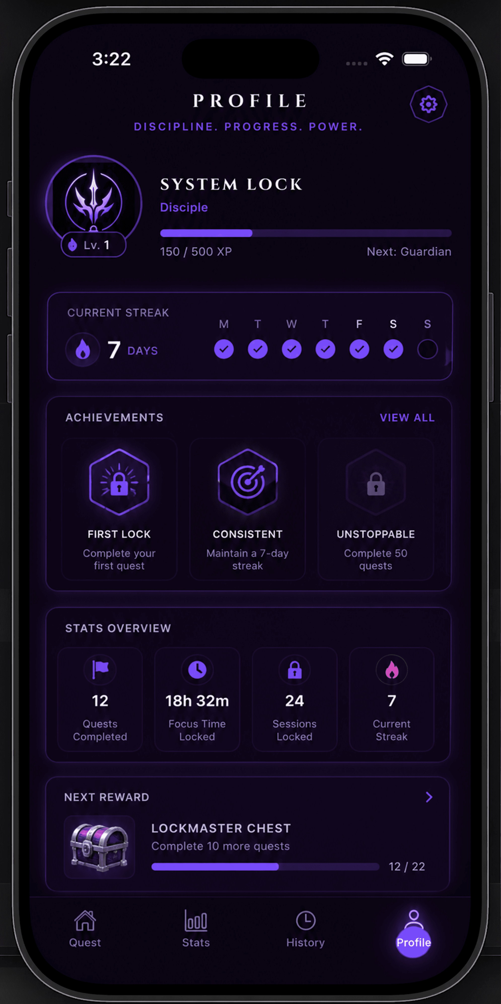 System Lock streak screen