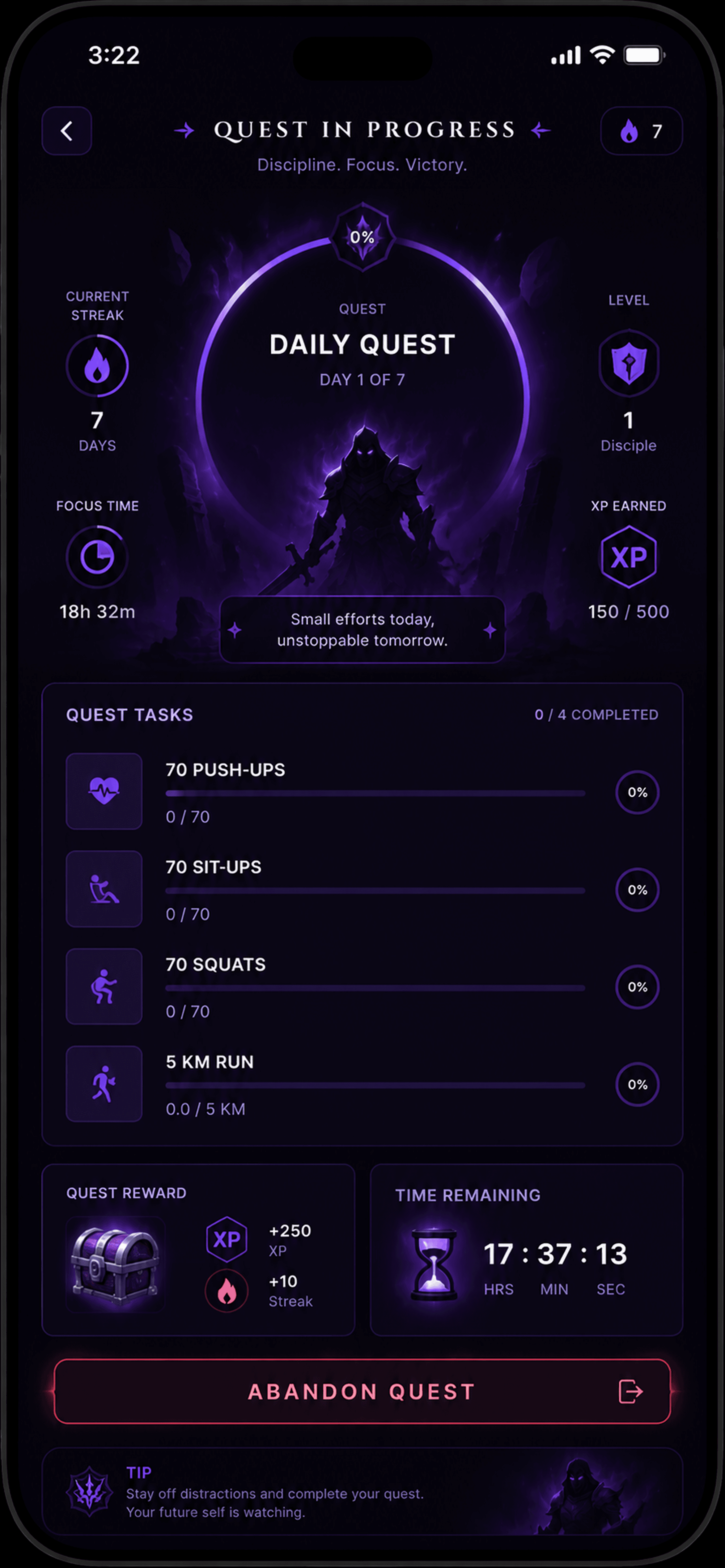 System Lock daily quest screen